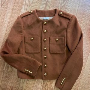 Selling a Celine Paris Chelsea Jacket, size small, brown with gold buttons.